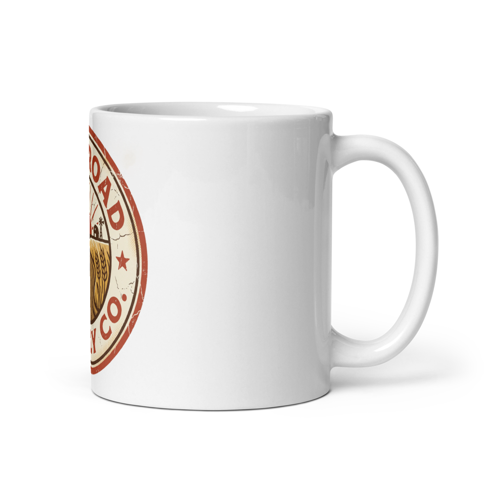 Badge Mug worn by a model